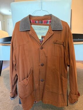 Men's Rust Brown Field Jacket with Corduroy Collar